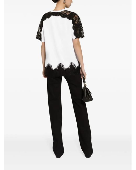 Dolce & Gabbana Black Dna Lace-Detail Panelled T-Shirt