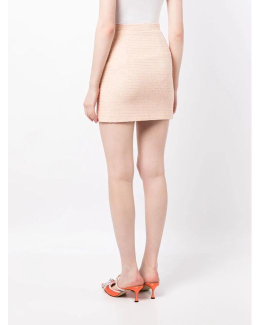 Alessandra Rich Natural Sequin-Embellished Tweed Miniskirt