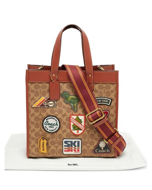 COACH Field Shopper Met Patchwork in het Brown