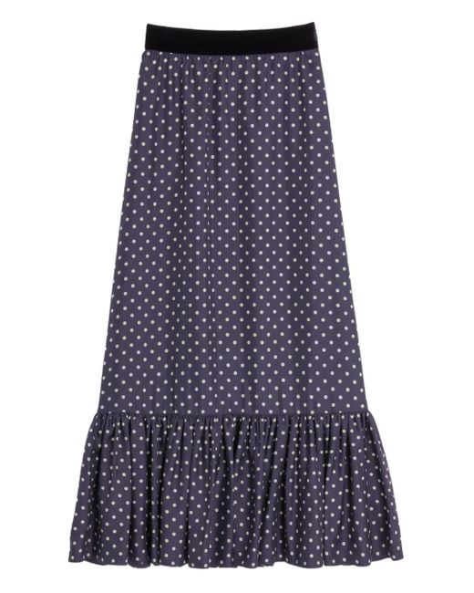 Valentino Garavani Purple Plus De Pois Twill Midi Skirt