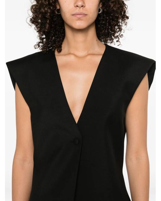 Rohe Gilet Met Enkele Knoop in het Black