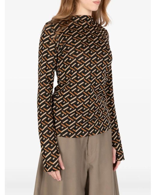 Societe Anonyme Brown D-Skin Geometric-Pattern T-Shirt