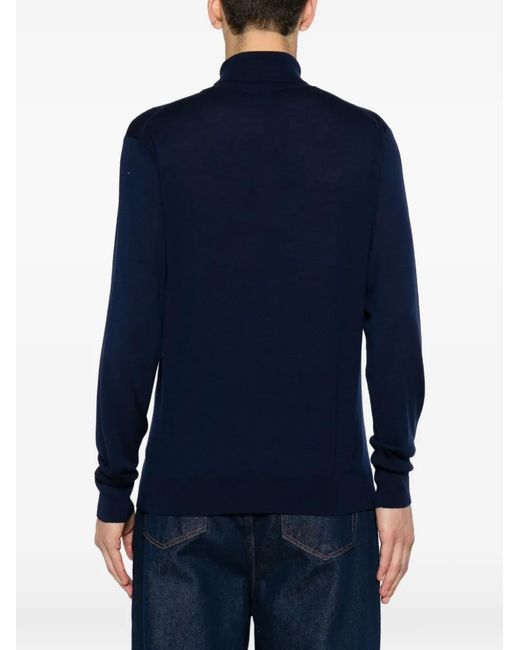 Eleventy Blue Roll-Neck Wool Sweater for men