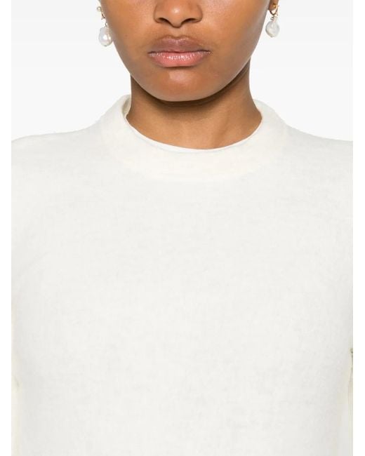 Jil Sander White Layered Wool Midi Dress