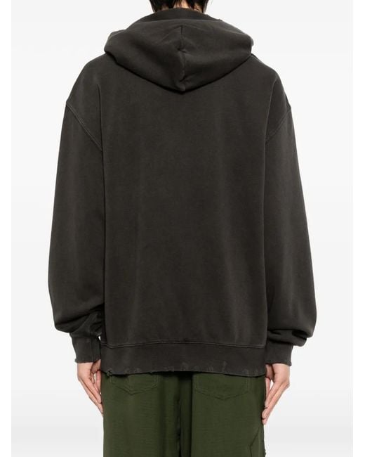WARMAN Black Graphic Hoodie for men