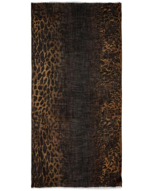 Zadig & Voltaire Black Leopard-Print Scarf