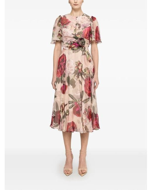 Nissa White Floral Detail Midi Dress