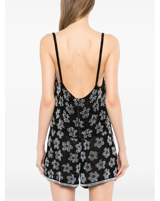 Ashish Black Floral Sequin Top