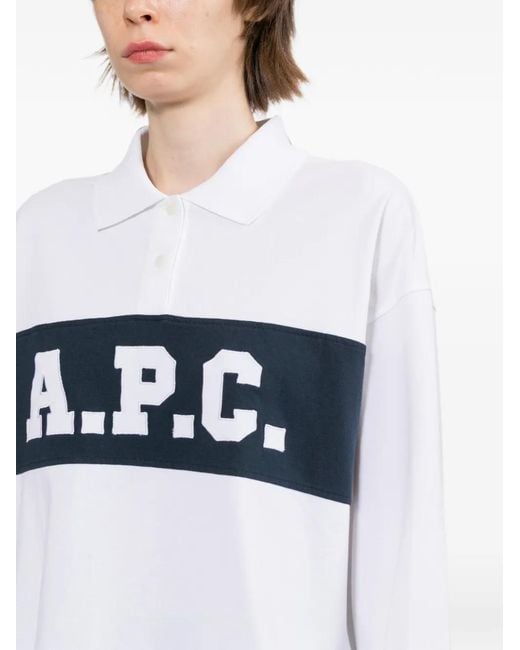 A.P.C. Blue Logo-Embroidered Polo Shirt