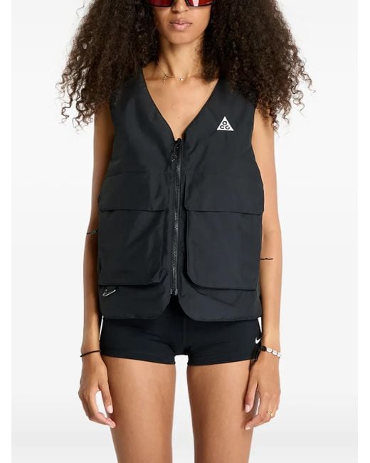 Nike Black Acg Skull Peak Reversible Zip-Up Vest