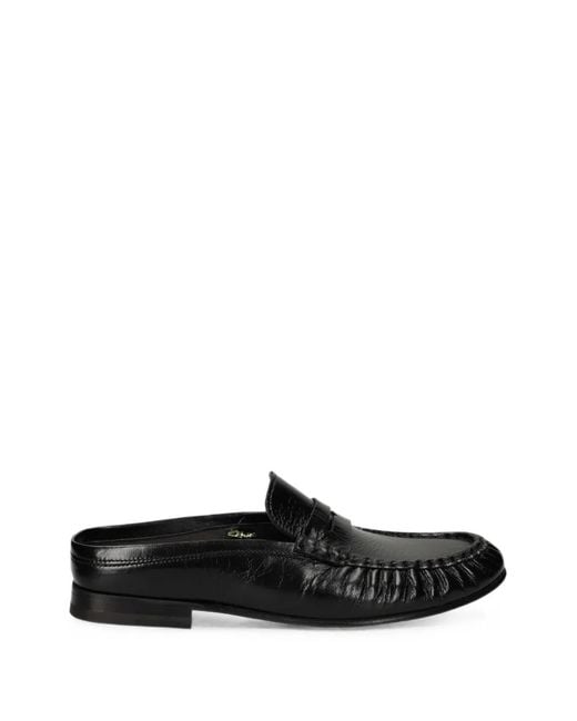 POSA Black Mocassins À Effet Froissé