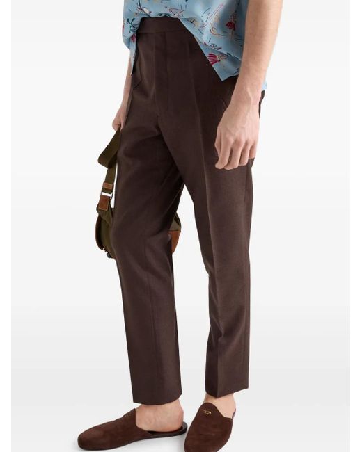 Prada Brown Wool And Silk Trousers for men