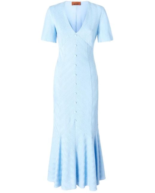Missoni Blue Chevron-Woven Maxi Dress