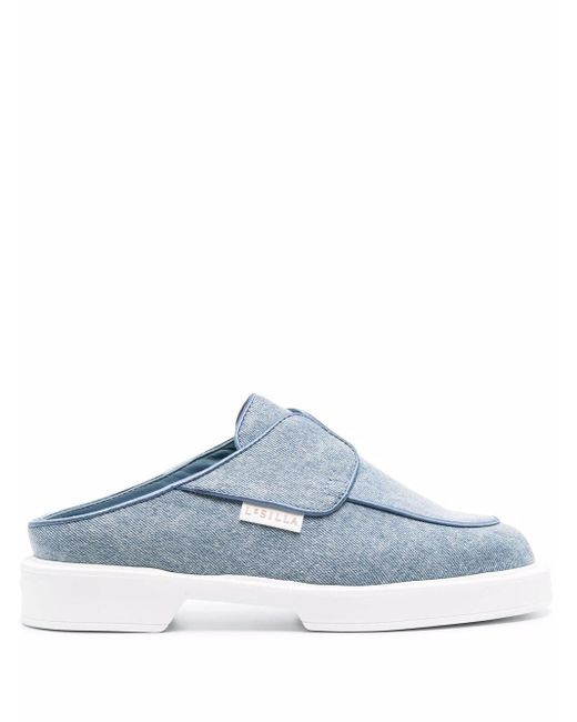 Le Silla Cotton Yacht Almond-toe Mules in Blue | Lyst