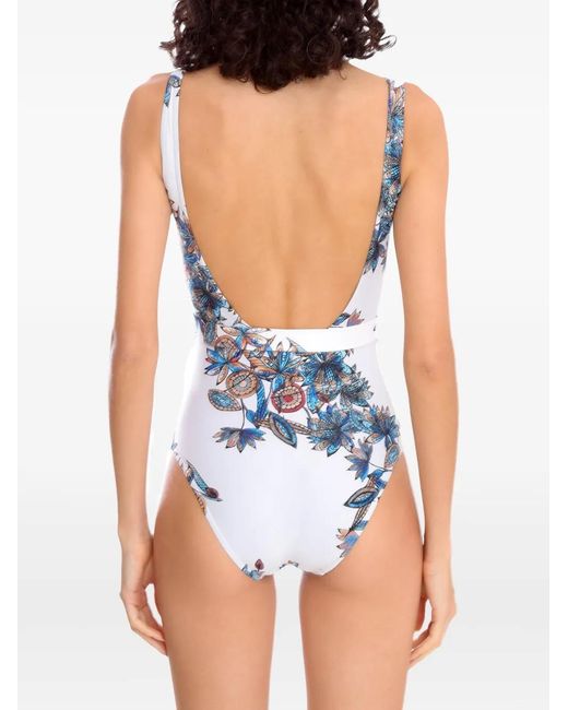 Amir Slama Blue Floral-Print Swimsuit