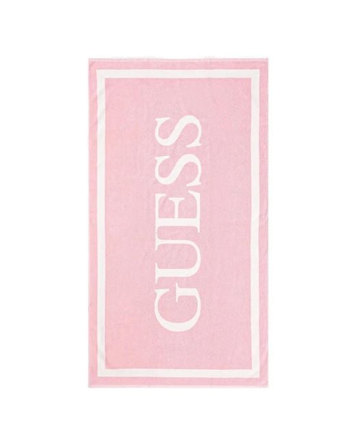 Guess Pink Logo-Print Beach Towel