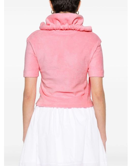 Patou Pink Half-zip Terrycloth Polo Shirt