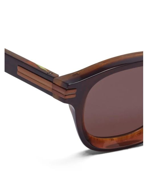 Zegna Brown Marbled-Pattern Round-Frame Sunglasses for men