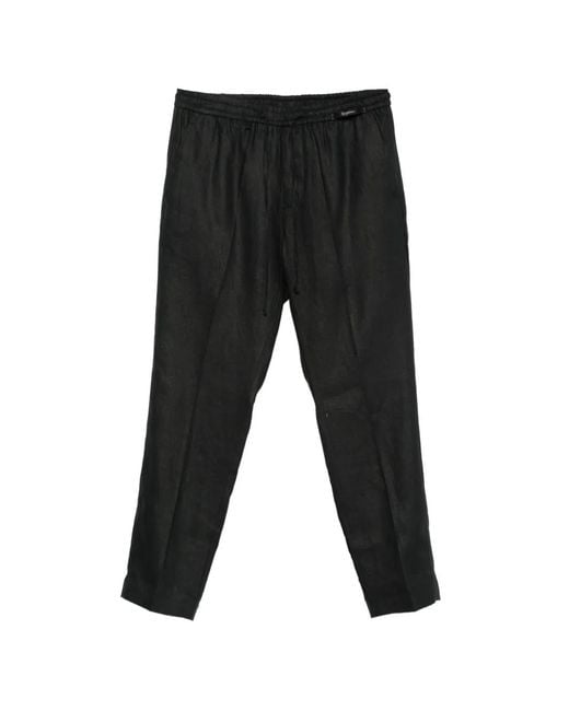 Michael Coal Black Coulisse Drawstring Elasticated-Waist Trousers for men