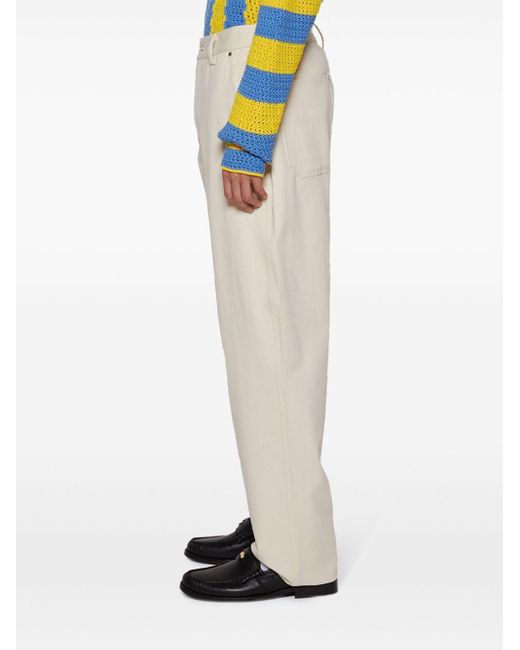 Pantalones rectos de talle medio Doppiaa de hombre de color Natural