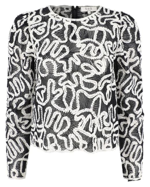 Blouse Brodée Alice Sea en coloris Black