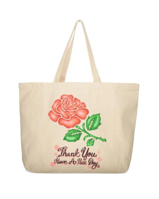 Market Pink Rose-Print Tote Bag for men