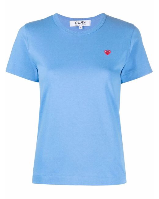 COMME DES GARÇONS PLAY Blue Cotton Embroidered-Logo T-Shirt