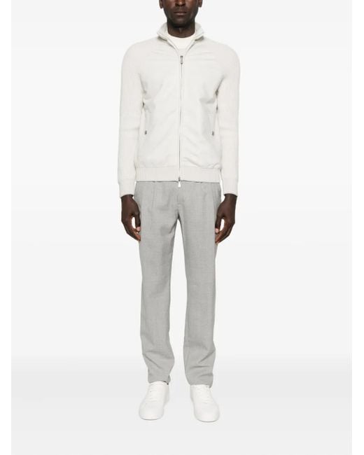 Eleventy White Panelled Bomber Jacket for men