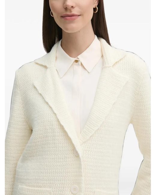 Sisley Natural Textured-Knit Notched-Lapel Cardigan