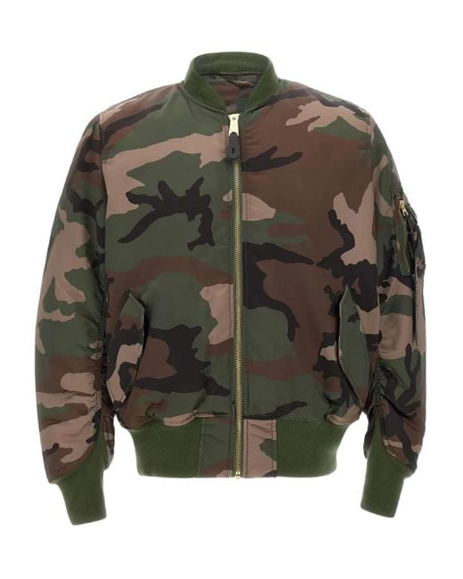 Alpha Industries Green Ma-1 Base Flight Zip-Up Bomber Jacket for men