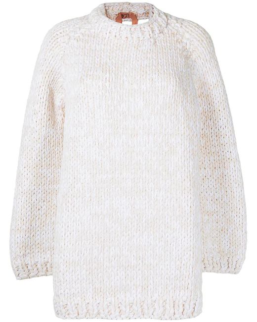 N°21 White Open-Back Crew-Neck Jumper