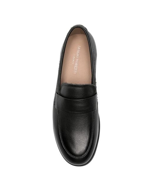SERGIO MORETTI FIRENZE Black Grained Leather Loafers