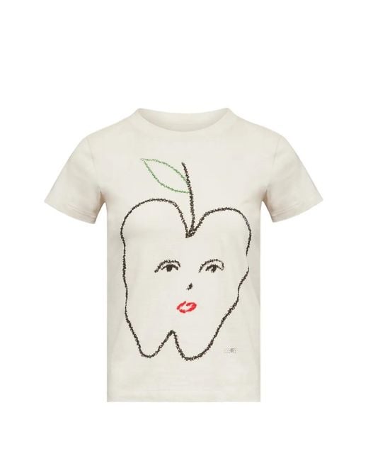 MM6 by Maison Margiela White Apple-Print T-Shirt