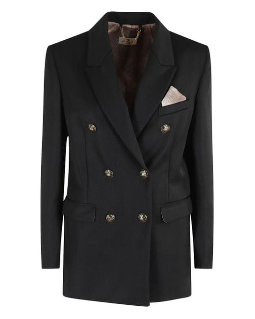 Elisabetta Franchi Black Doppelreihiger Blazer