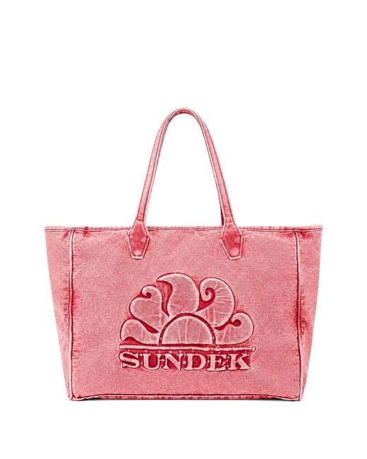 Sundek Pink Roberts Logo-Detail Tote Bag