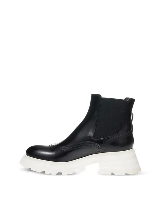 McQueen Black Brogue-Detail Chelsea Boots