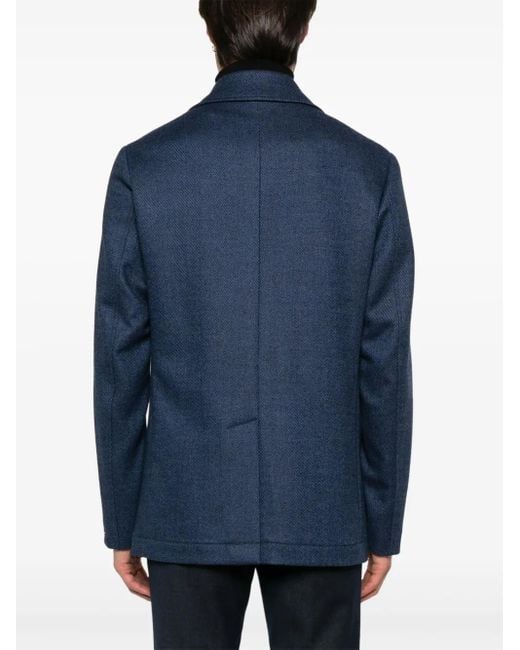 Corneliani Blue Striped Peacoat for men