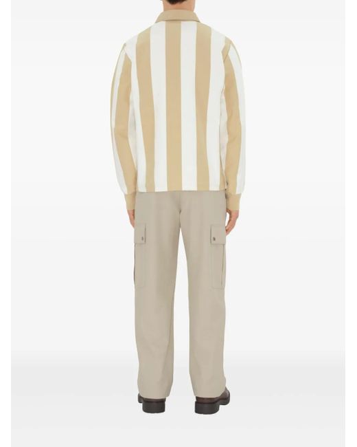 Burberry Natural Striped Cotton Polo Shirt for men