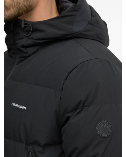 Lindbergh Black Hooded Padded Jacket for men