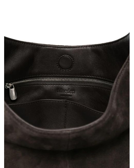 Maeden Black Large Suede Crescent Shoulder Bag