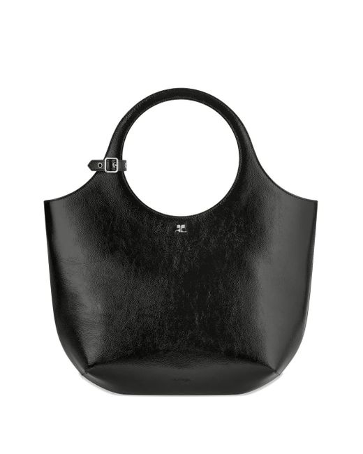 Courreges Black Mittelgroßer Holy Tote Bag Mit Rundem Henkel