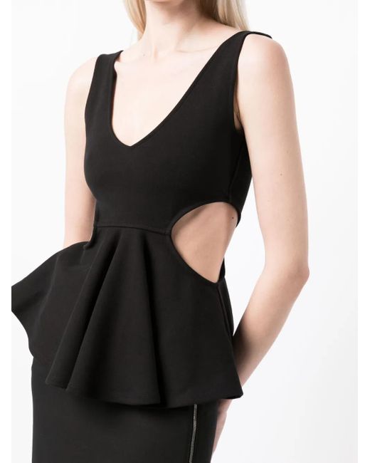 Goen.J Black Cut-Out Ruffled Top