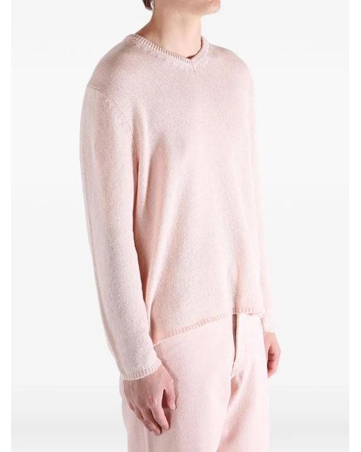 Auralee Pink V-Neck Cashmere Sweater for men