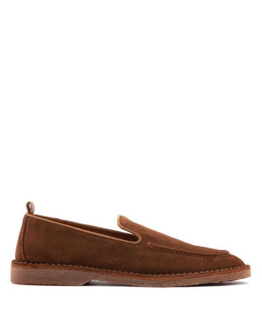 Buttero Brown Argentario Slip-on Suede Loafers for men