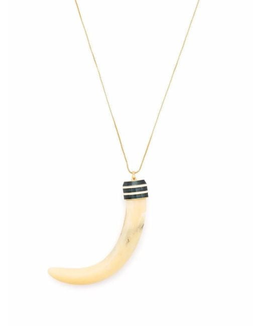 Tory Burch White Horn-Pendant Necklace