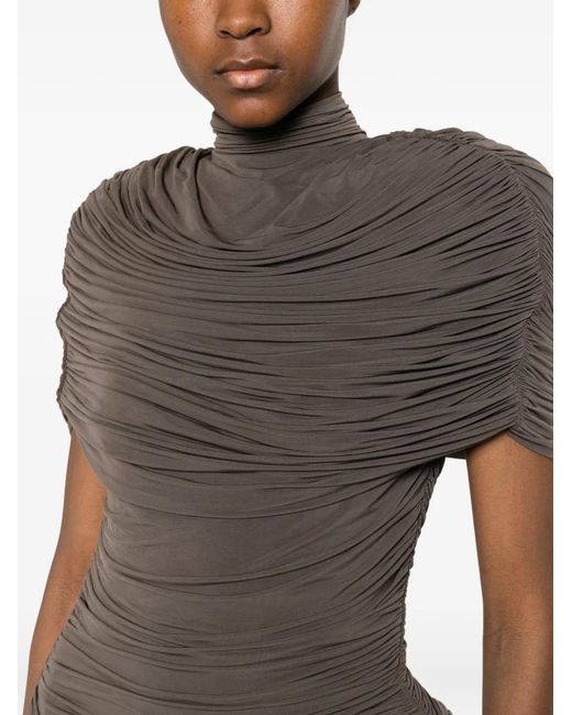 Magda Butrym Gray High-Neck Draped Mini Dress