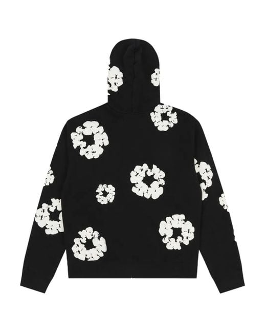 DENIM TEARS Black Wreath-Print Zip Hoodie for men
