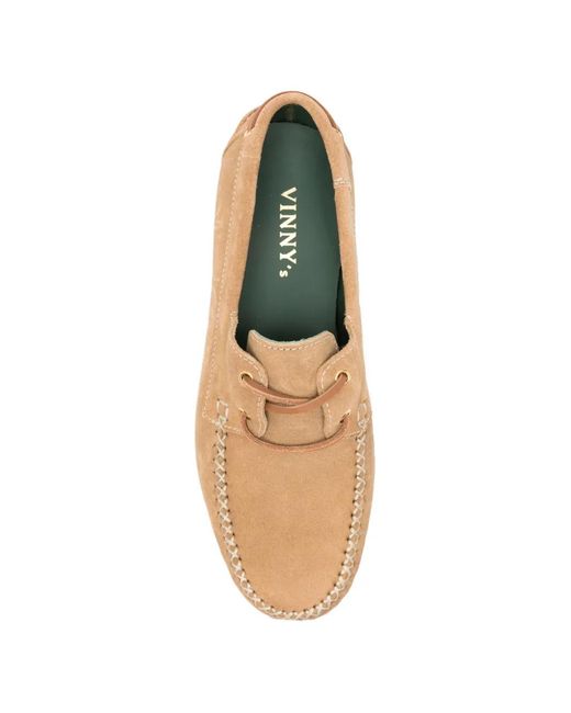 VINNY'S White Almond-Toe Boat Shoes for men