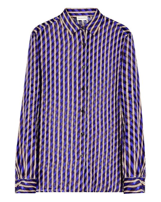 Dries Van Noten Blue Devoré Shirt
