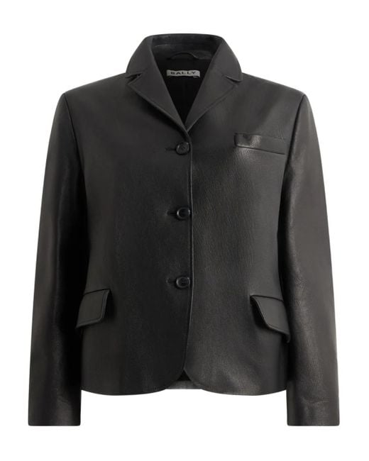 Bally Black Button Leather Blazer